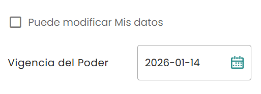 Configuración de vigencia del poder