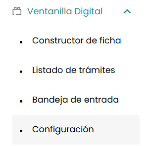 Acceso a Configuración desde Ventanilla Digital