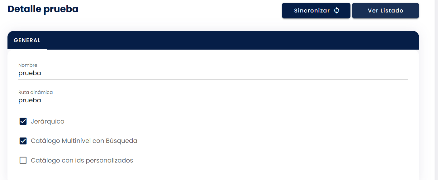 Acceso a Ver Listado del catálogo