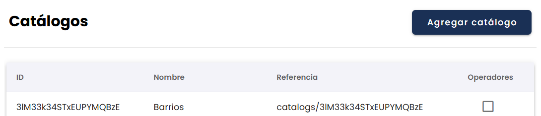 Botón Agregar catálogo