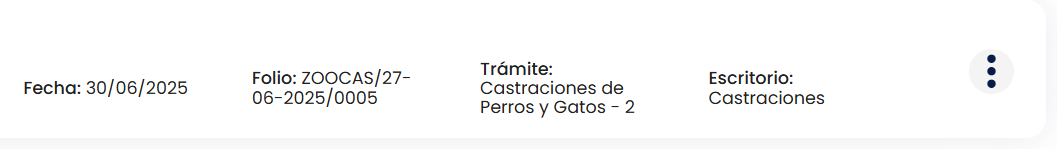 Menú de tres puntos con opciones de gestión
