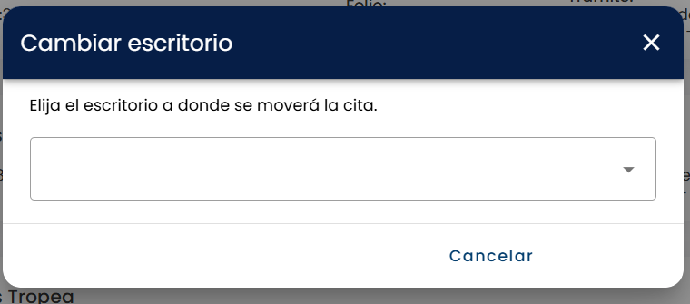 Opción Cambiar escritorio en el menú