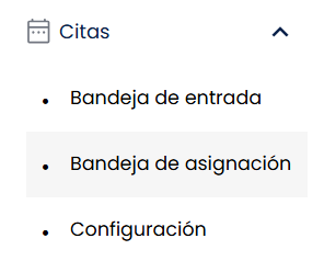 Subsección Bandeja de asignación