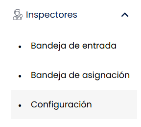 Acceso a Configuración dentro del módulo Inspectores