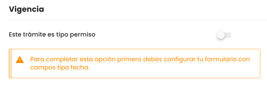 Interruptor Este trámite es tipo permiso