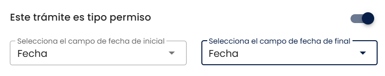 Lista de campos de tipo fecha disponibles
