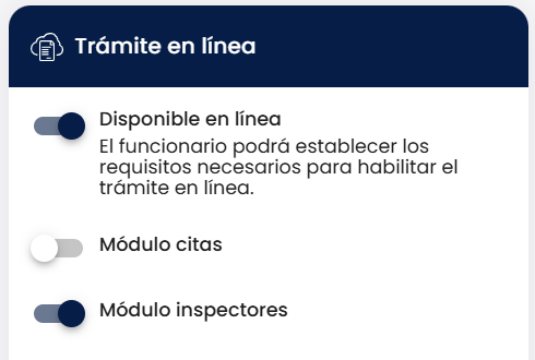 Interruptores Disponible en línea y Módulo de inspectores activos