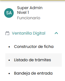 Listado de trámites
