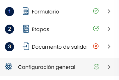 Pantalla inicial de Configuración de prefolio