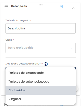 Vinculación de destacados con secciones