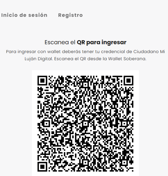 Pantalla con código QR para escanear con la wallet