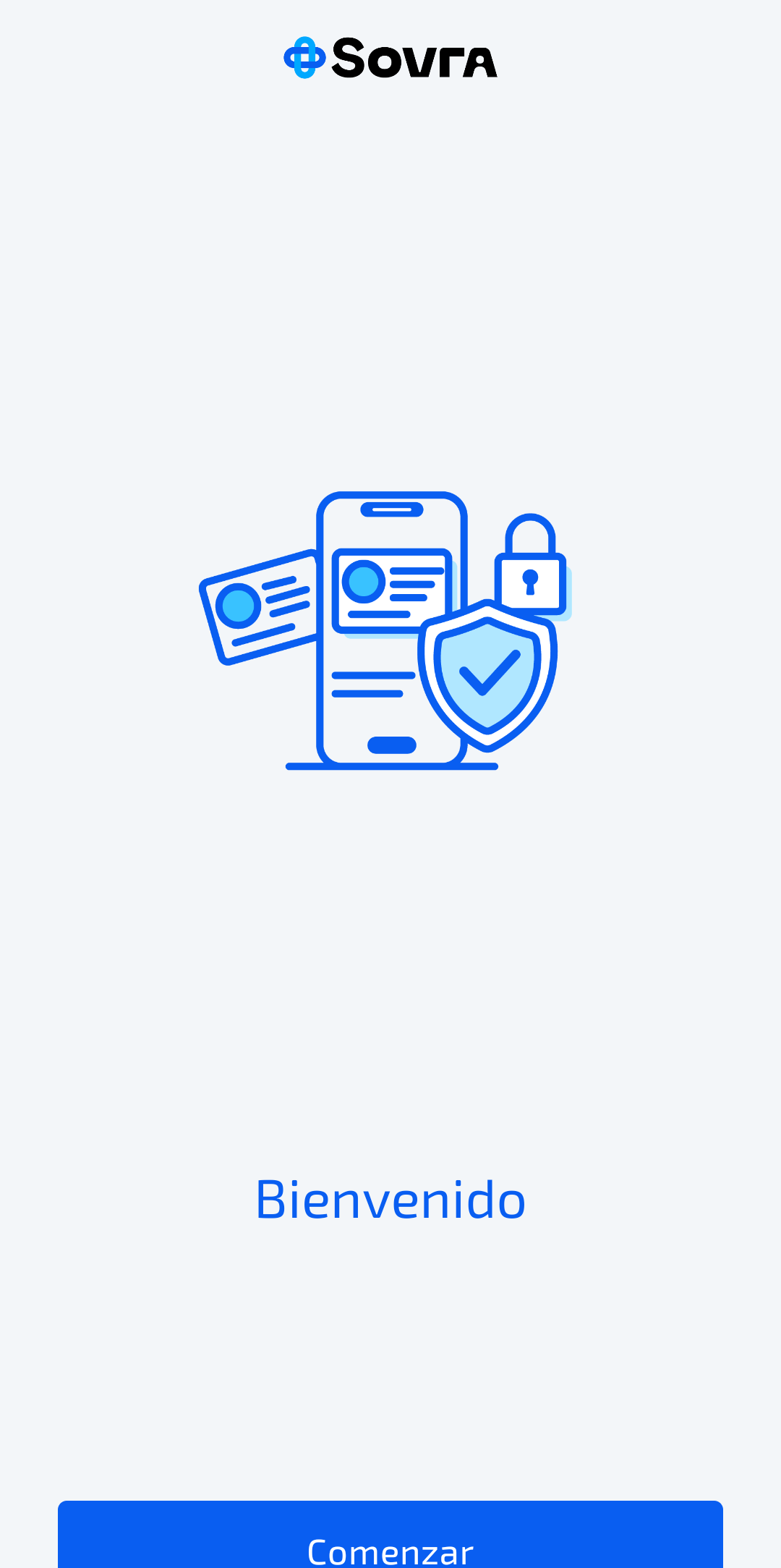 Pantalla de bienvenida de Sovra Wallet