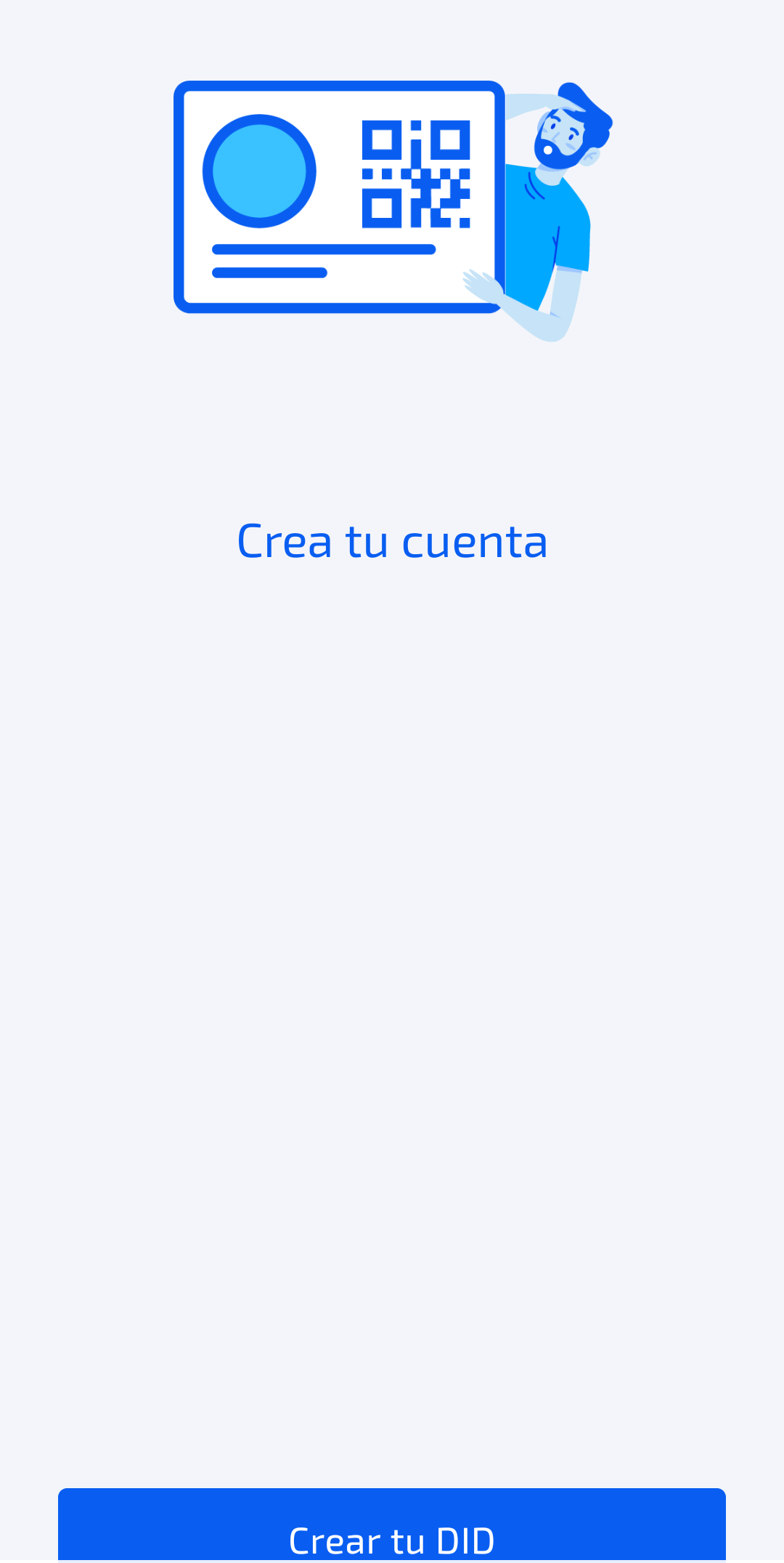 Pantalla de creación del DID